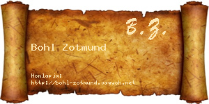 Bohl Zotmund névjegykártya